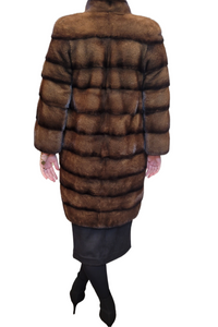 Dark Brown Mink Horizontal cut jacket 2025 Collection