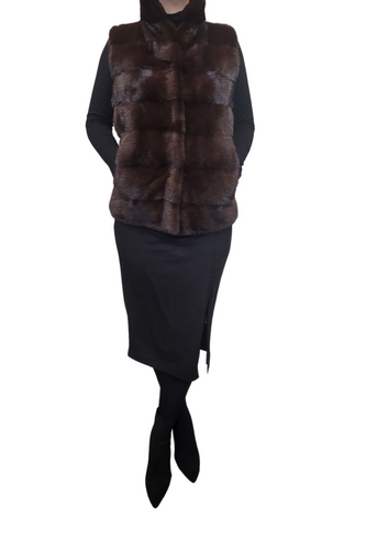 Horizontal Mink Vest in Brown 2025 Collection