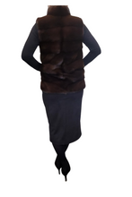 Load image into Gallery viewer, Horizontal Mink Vest in Brown 2025 Collection