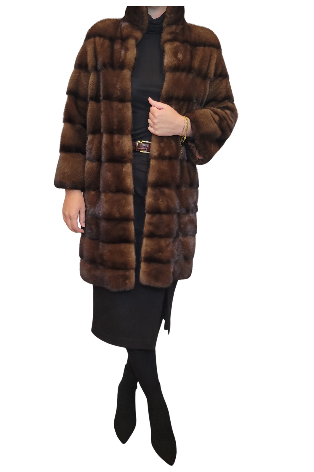 Dark Brown Mink Horizontal cut jacket 2025 Collection