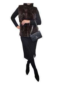 Horizontal Mink Vest in Brown 2025 Collection