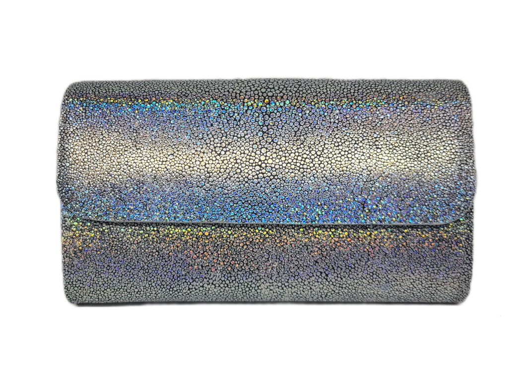 Iridescent Shagreen clutch